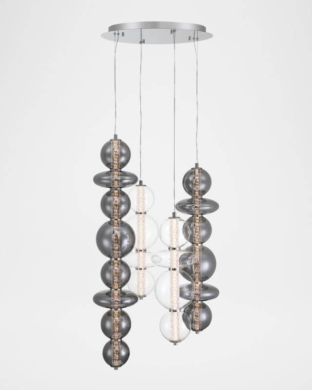 Atomo 50" 4-Light Multi-Drop LED Chandelier, Chrome